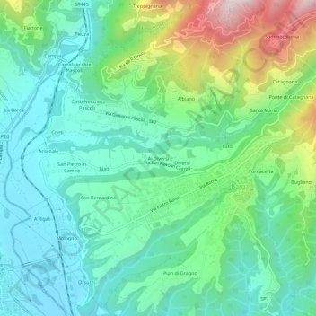 Mapa topográfico Ai Diversi, altitud, relieve