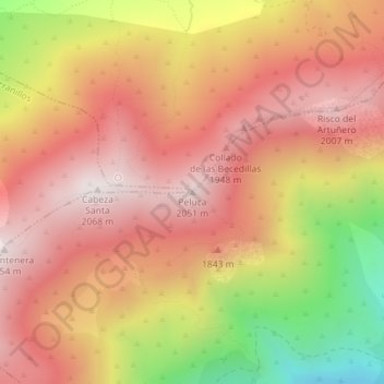 Mapa topográfico Peluca, altitud, relieve