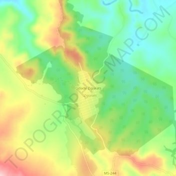 Mapa topográfico Cidade Zigurats, altitud, relieve