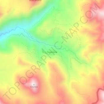 Mapa topográfico Socoroma, altitud, relieve