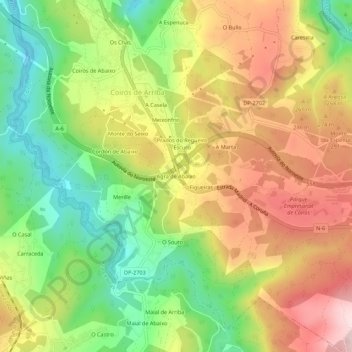Mapa topográfico Agra de Abaixo, altitud, relieve