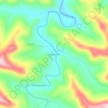 Mapa topográfico Jaguaretê, altitud, relieve