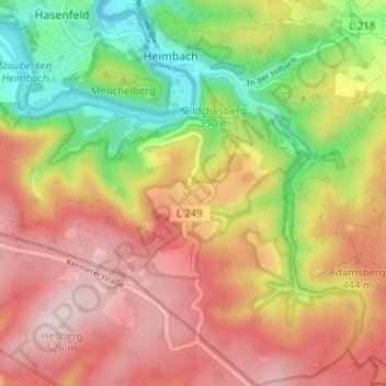 Mapa topográfico Mariawald, altitud, relieve
