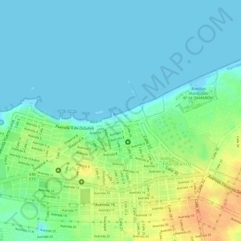 Mapa topográfico La Libertad, altitud, relieve