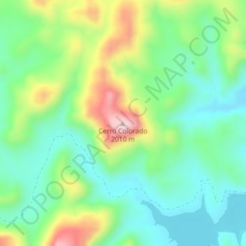 Mapa topográfico Cerro Colorado, altitud, relieve