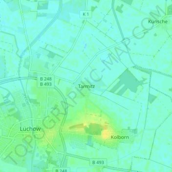 Mapa topográfico Tarmitz, altitud, relieve