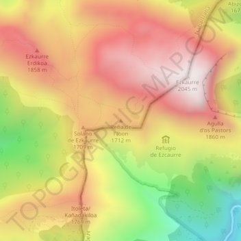 Mapa topográfico Peña de l'Ibon, altitud, relieve