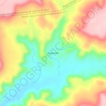 Mapa topográfico Mocambo, altitud, relieve