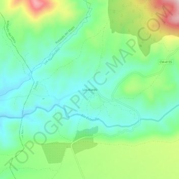 Mapa topográfico Los Alares, altitud, relieve