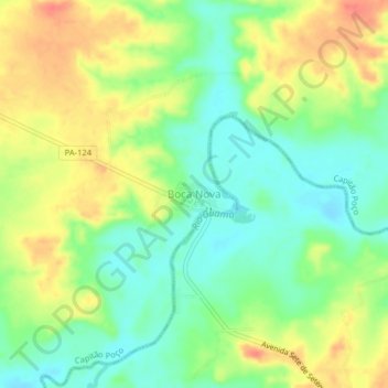 Mapa topográfico Boca Nova, altitud, relieve
