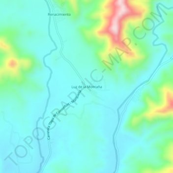 Mapa topográfico Luz de la Montaña, altitud, relieve