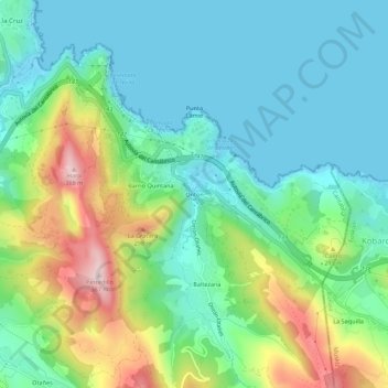 Mapa topográfico Ontón, altitud, relieve