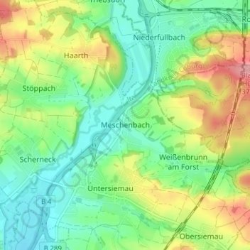 Mapa topográfico Meschenbach, altitud, relieve