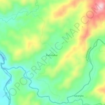 Mapa topográfico Llurimagua, altitud, relieve