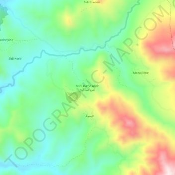 Mapa topográfico Beni Atal-la, altitud, relieve