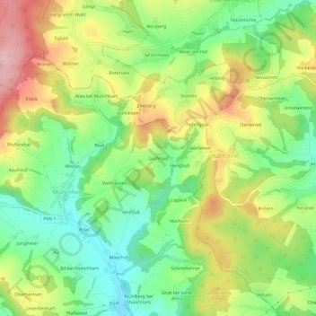 Mapa topográfico Gschnaid, altitud, relieve