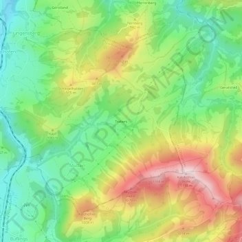 Mapa topográfico Trabers, altitud, relieve