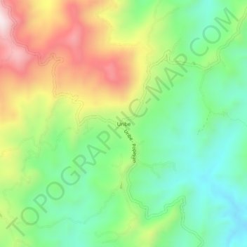Mapa topográfico Uribe, altitud, relieve
