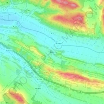 Mapa topográfico Dallo, altitud, relieve