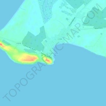 Mapa topográfico Carelmapu, altitud, relieve