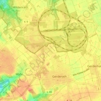 Mapa topográfico Vossem, altitud, relieve