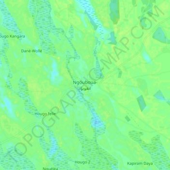 Mapa topográfico Ngouboua, altitud, relieve