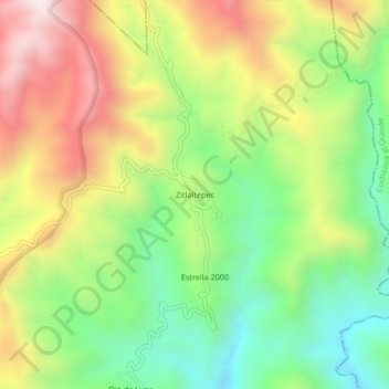 Mapa topográfico Zitlaltepec, altitud, relieve