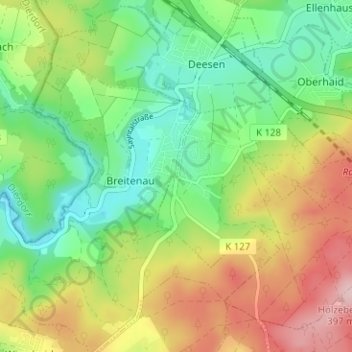 Mapa topográfico Wittgert, altitud, relieve