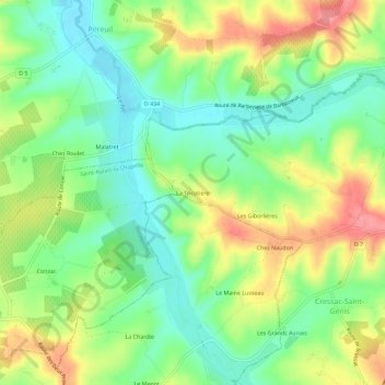 Mapa topográfico La Tricotière, altitud, relieve