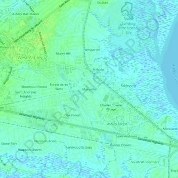 Mapa topográfico Maryville, altitud, relieve