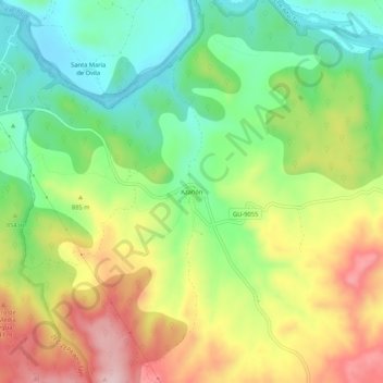 Mapa topográfico Azañón, altitud, relieve