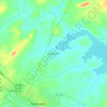 Mapa topográfico Salgadinho, altitud, relieve