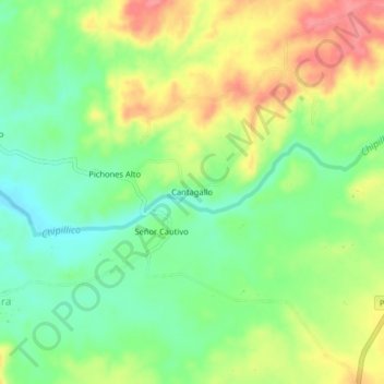 Mapa topográfico Cantagallo, altitud, relieve
