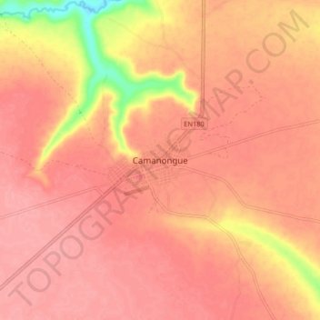 Mapa topográfico Camanongue, altitud, relieve