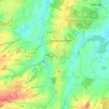 Mapa topográfico Eickholt, altitud, relieve