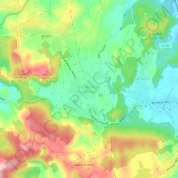 Mapa topográfico Escobedo de Camargo, altitud, relieve