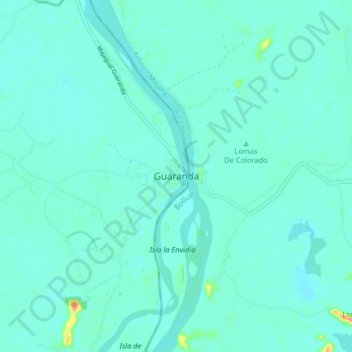 Mapa topográfico Guaranda, altitud, relieve