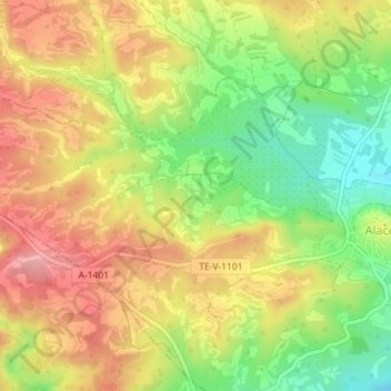 Mapa topográfico San Blas, altitud, relieve