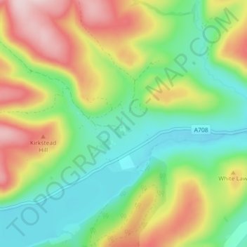 Mapa topográfico Dryhope, altitud, relieve