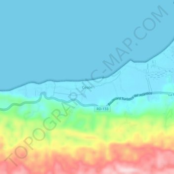 Mapa topográfico Cosón, altitud, relieve