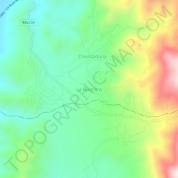 Mapa topográfico La Buitrera, altitud, relieve