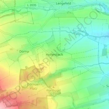 Mapa topográfico Hollenbach, altitud, relieve