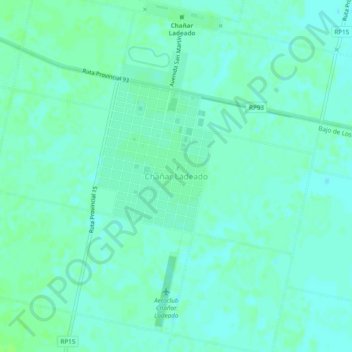 Mapa topográfico Chañar Ladeado, altitud, relieve