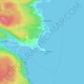 Mapa topográfico Back Cove, altitud, relieve