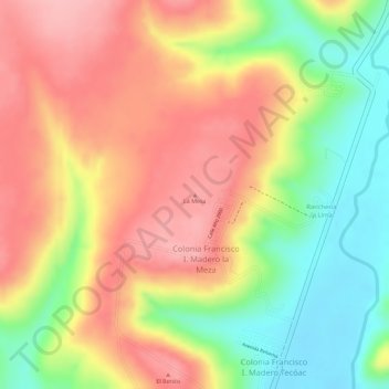 Mapa topográfico La Mesa, altitud, relieve