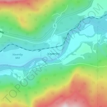 Mapa topográfico Vavenby, altitud, relieve