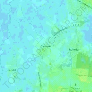 Mapa topográfico Cleverns, altitud, relieve