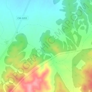 Mapa topográfico Cerro del Calderón, altitud, relieve