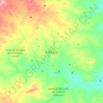 Mapa topográfico Iriba, altitud, relieve