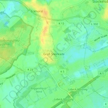 Mapa topográfico Groß Steinrade, altitud, relieve